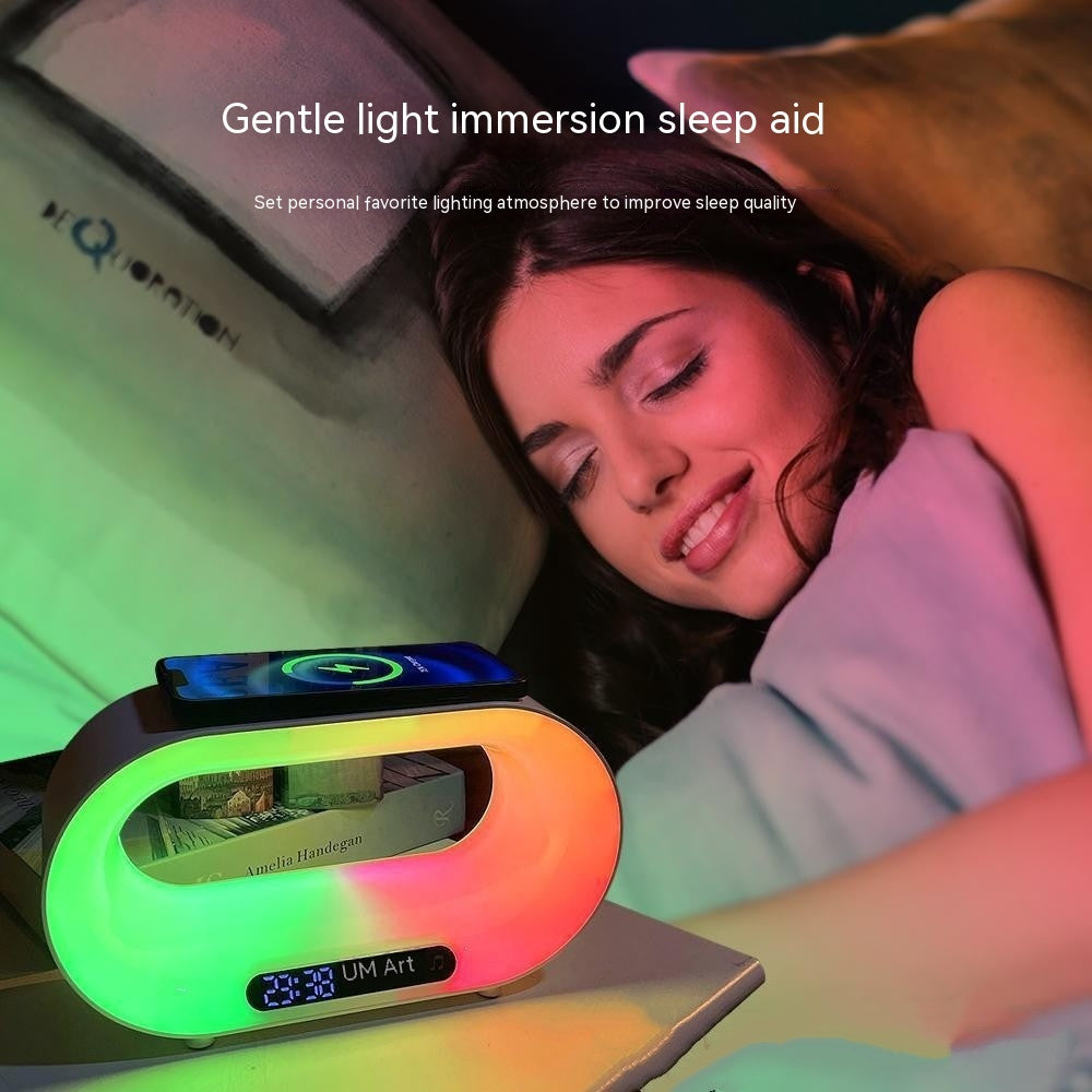 Multi-function 3 In 1 LED Night Light APP Control RGB Atmosphere Desk Lamp Smart Multifunctional Wireless Charger Alarm Clock - Tekskmarket